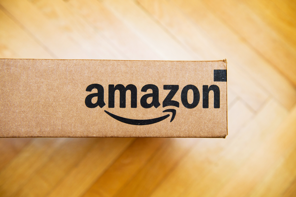 Amazon box on its side