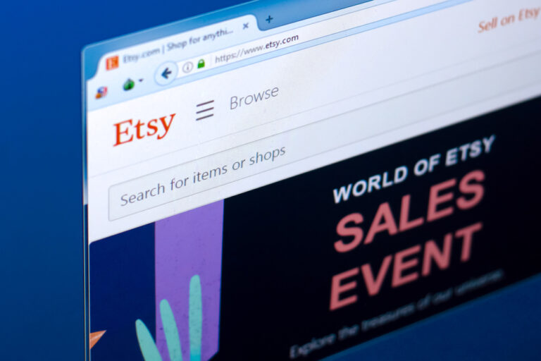 Etsy website screen