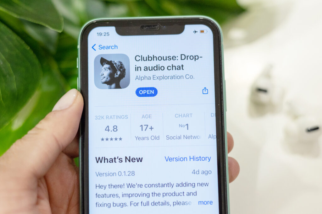Clubhouse app on an iPhone