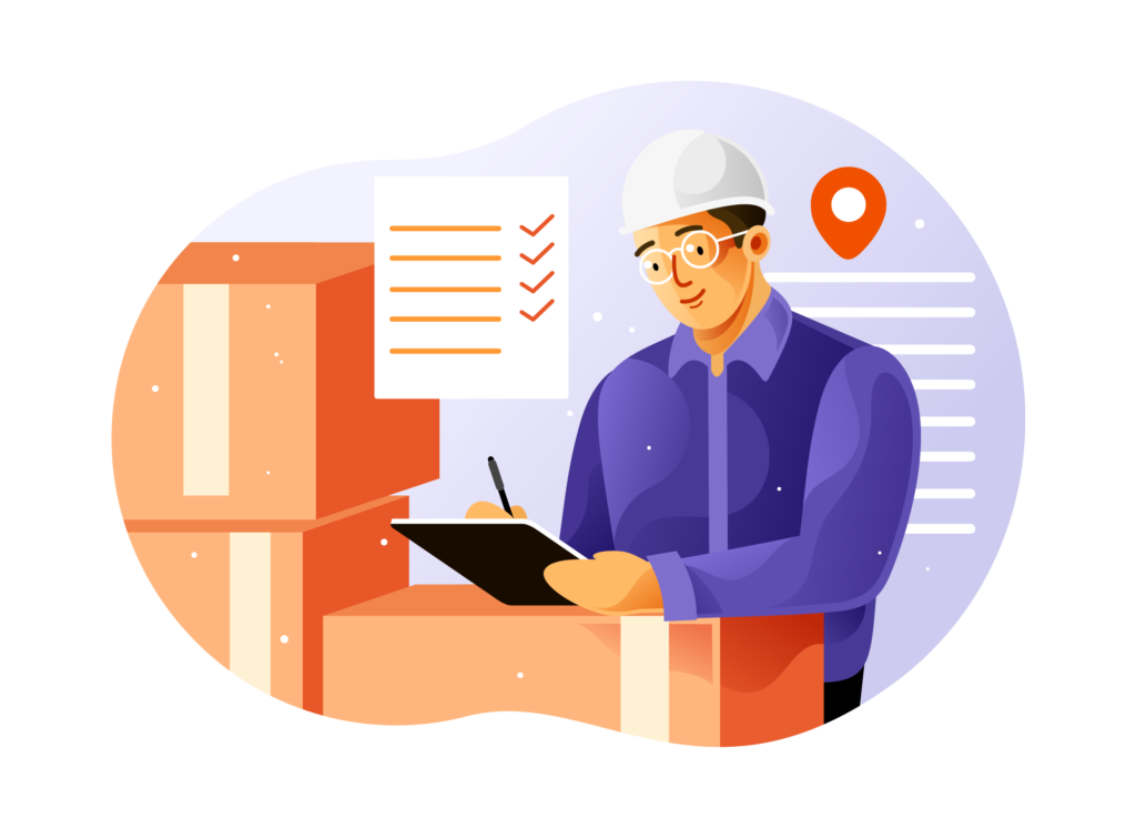 illustration of order fulfillment supervisor reviewing orders