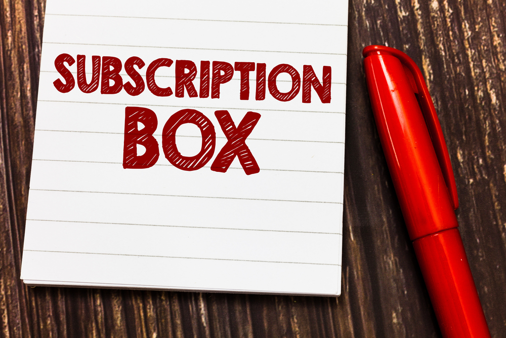 Conceptual hand writing showing Subscription Box.