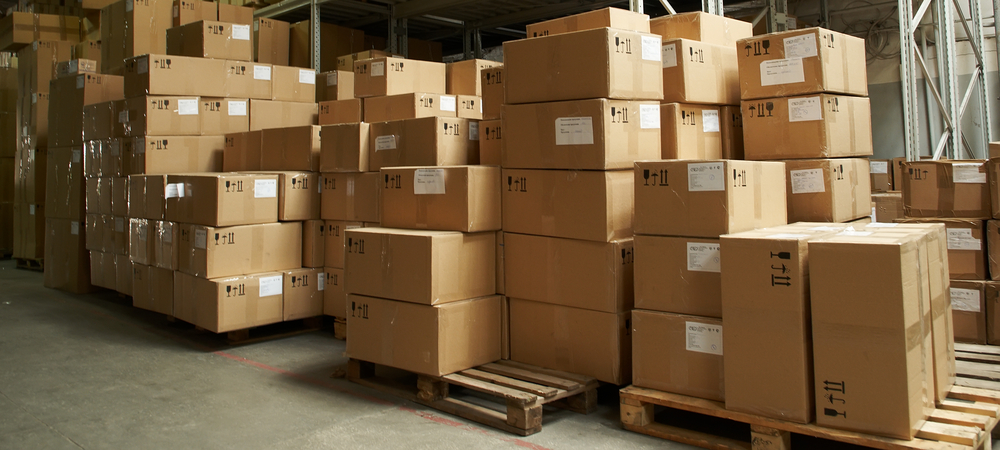 cardboard boxes in warehouse