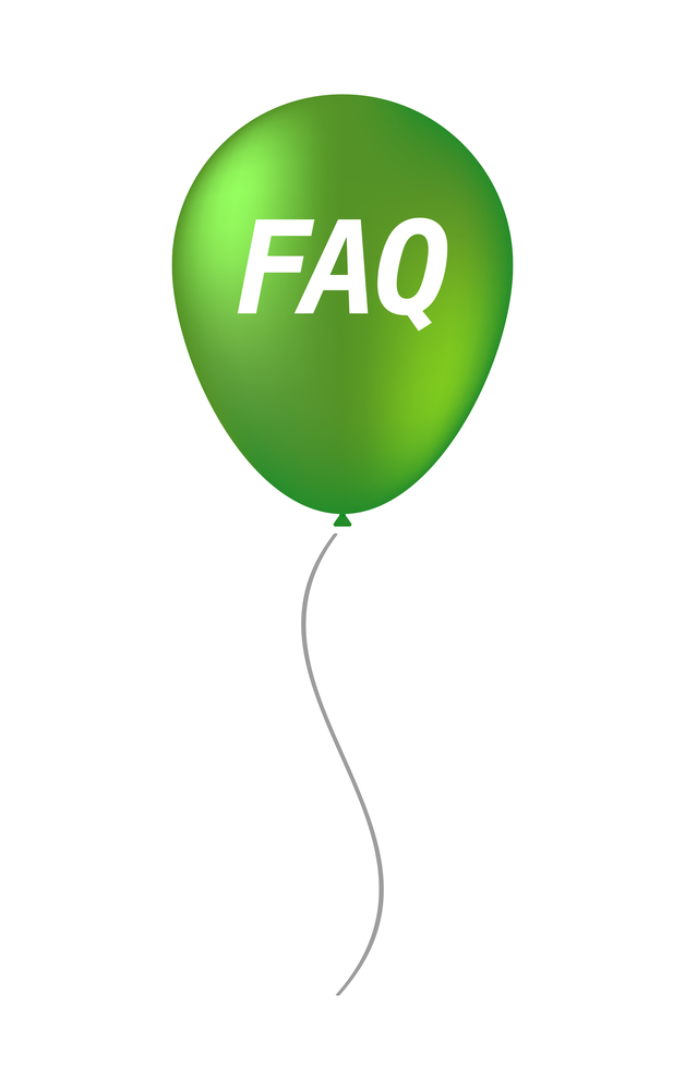 Illustration of an isolated balloon with the text FAQ