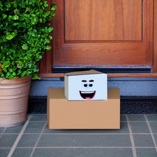 pair of subscription boxes sitting in front of a customer's front door