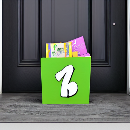 a subscription box sitting on a doorstep