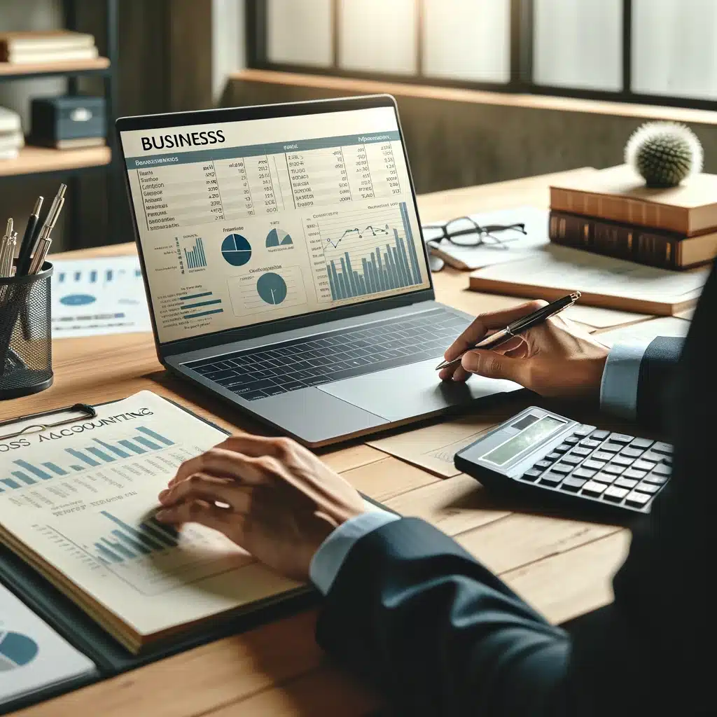Image of accountant reviewing business financials.