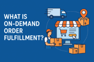 Article thumbnail image showing article title and visualization of on-demand order fulfillment.