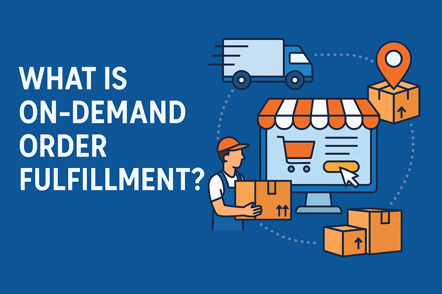 Article thumbnail image showing article title and visualization of on-demand order fulfillment.