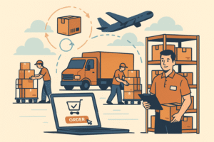 Illustrated article thumbnail depicting the steps in the order fulfillment workflow.