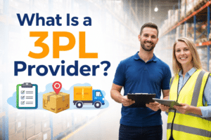 Article thumbnail image with the article title and two people working in a warehouse.