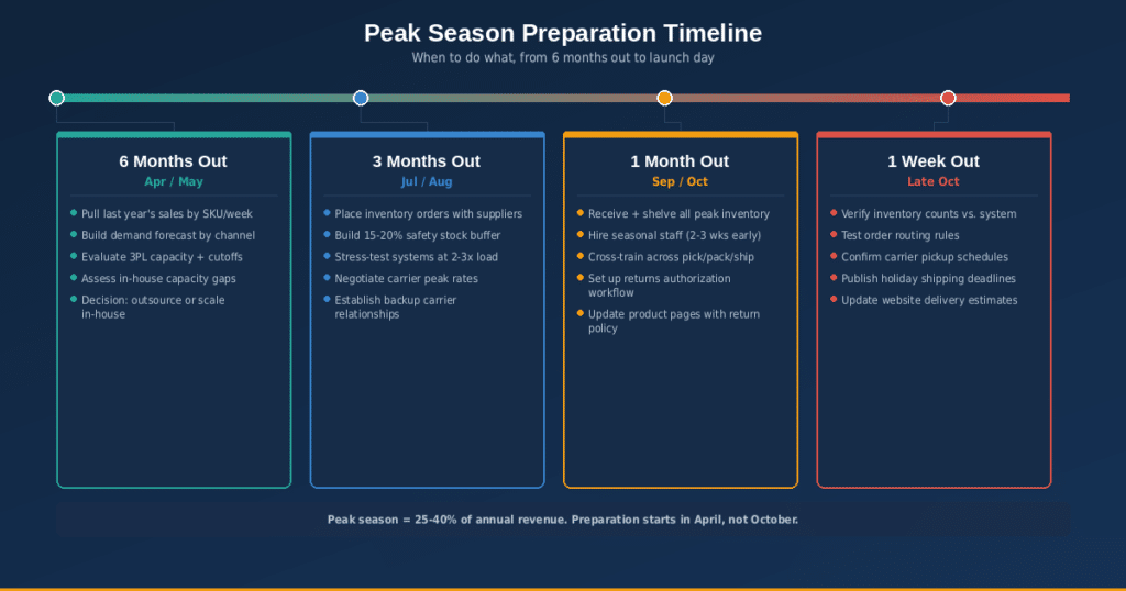 Image depicting the timeline in preparing for peak seasons.